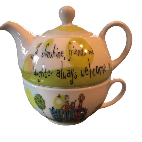 Creative Tops Teapot with Cup “ Born to Shop” Northamptonshire England - Picture 2 of 8